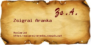 Zsigrai Aranka névjegykártya